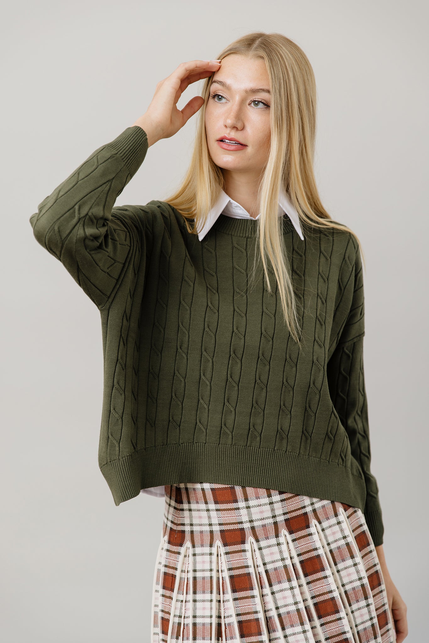 Collared shirt discount under sweater aesthetic