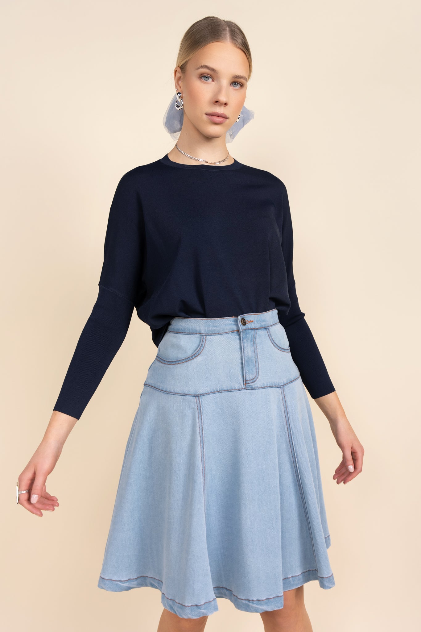 Soto Skirt in Stone Wash Denim