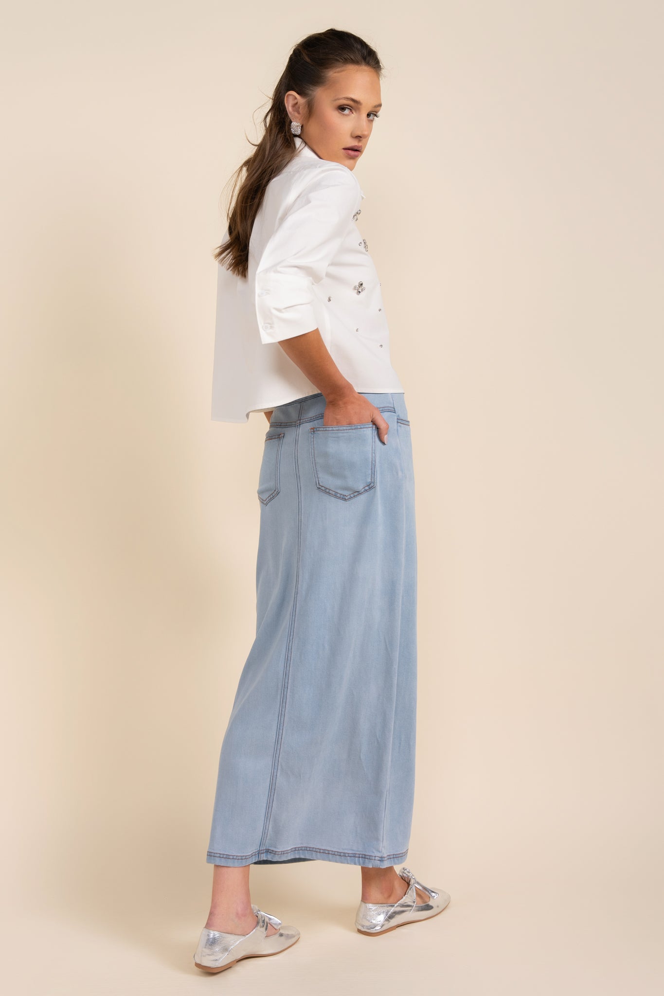 Vicente Skirt in Stone Wash Denim