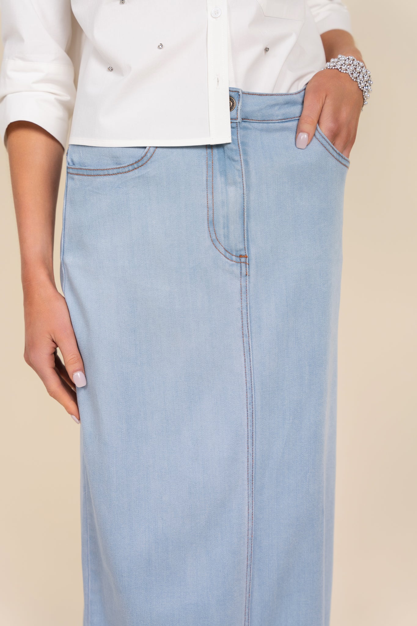 Vicente Skirt in Stone Wash Denim