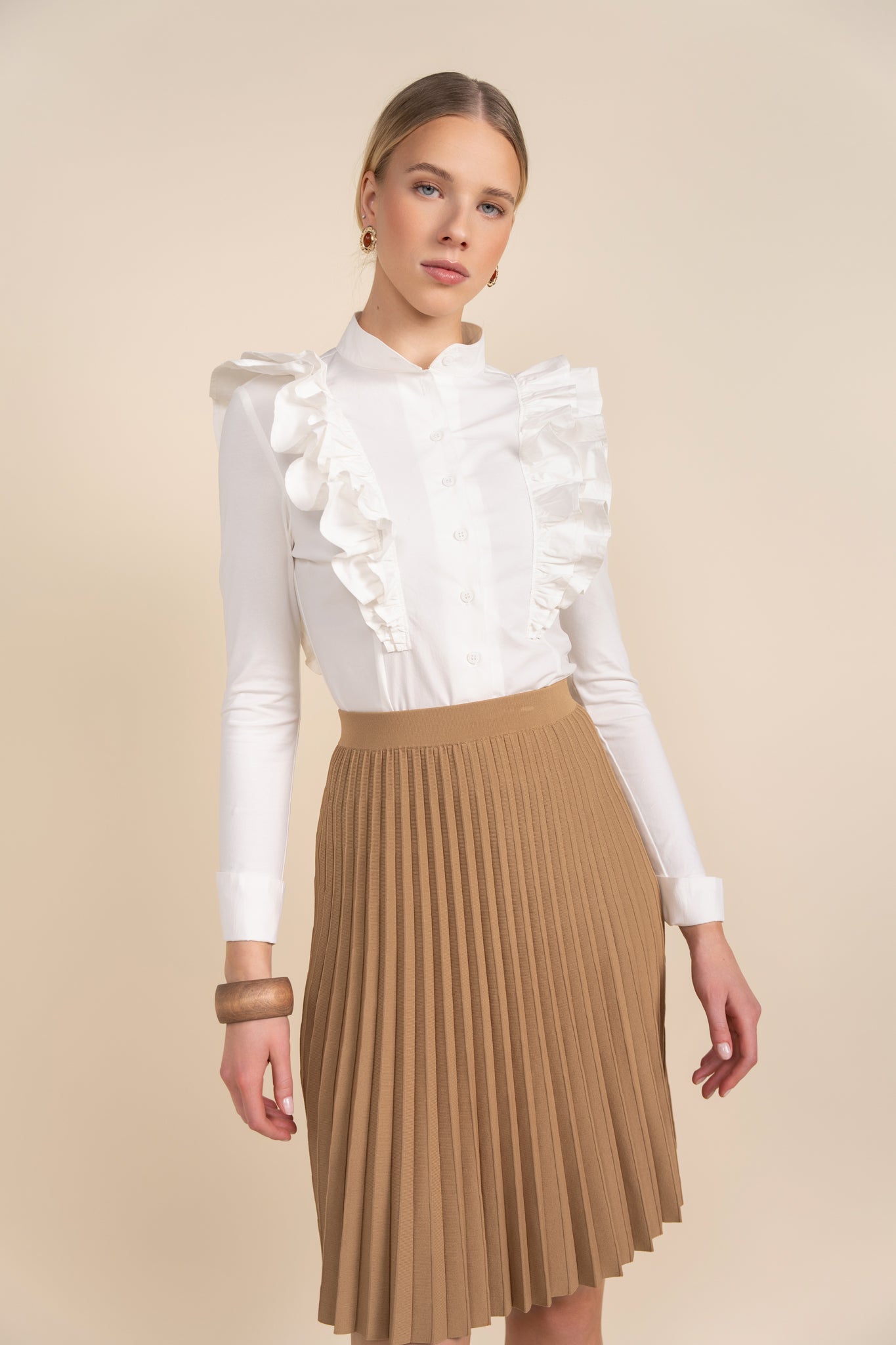 Kedzie Ruffle Blouse in White