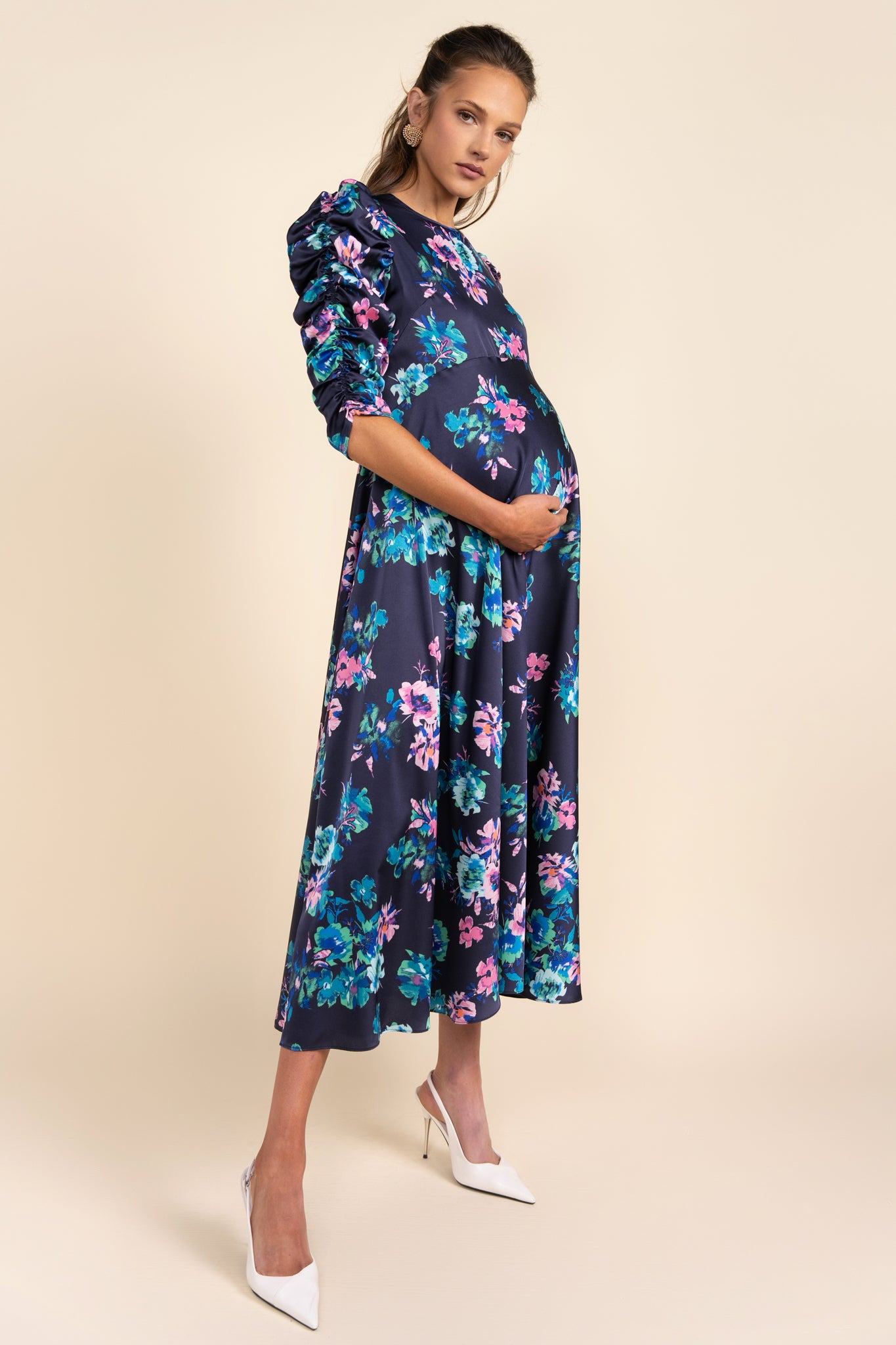 Lindell Maternity Dress in Navy