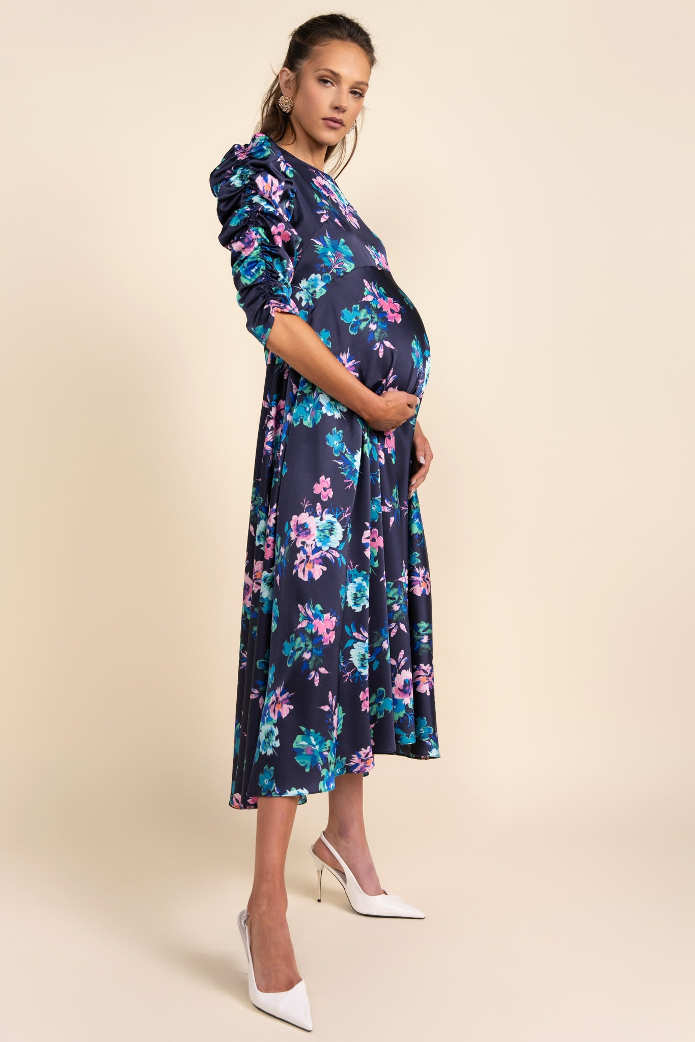 Lindell Maternity Dress in Navy