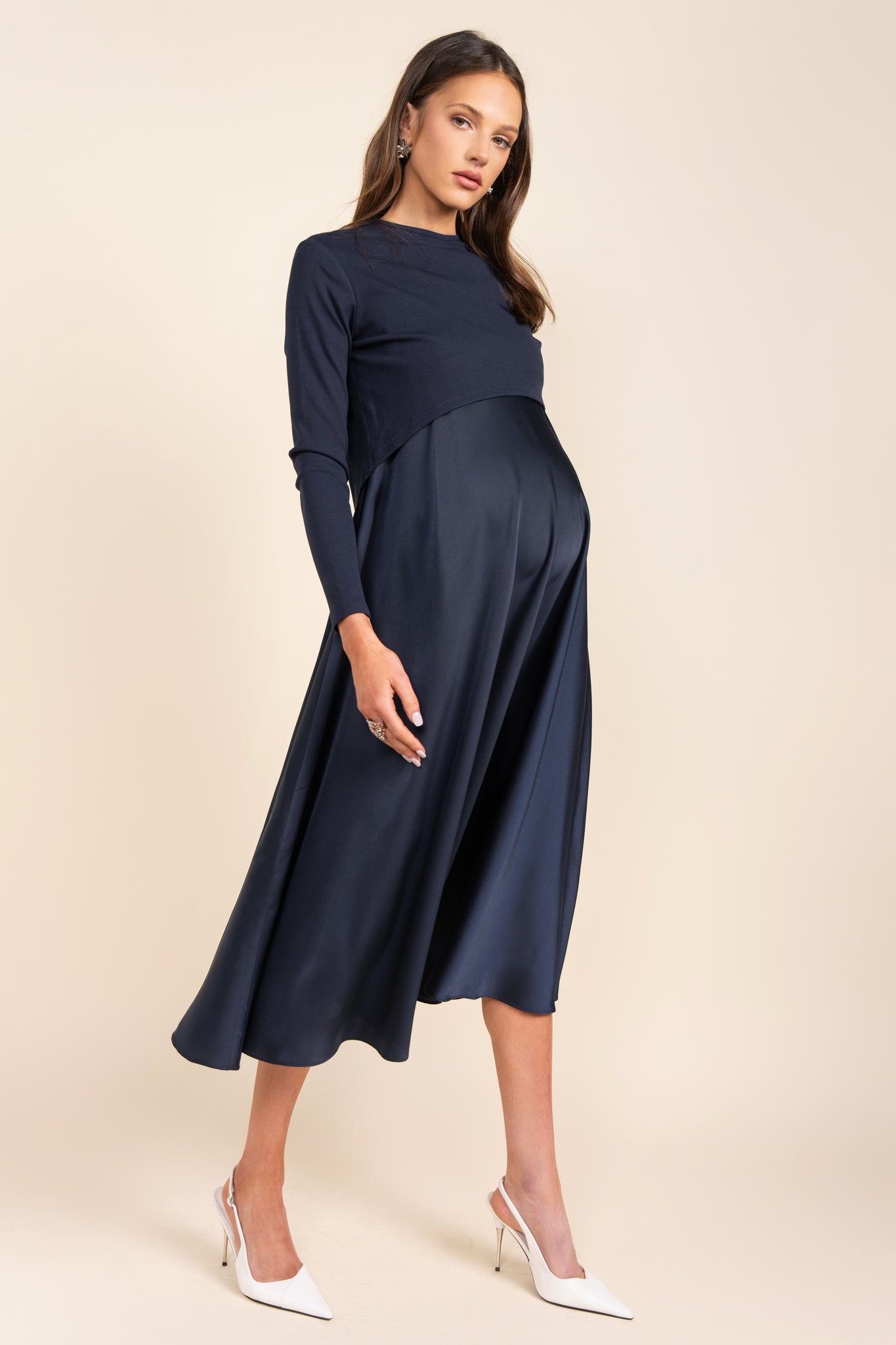 Sahara Maternity Dress in Navy