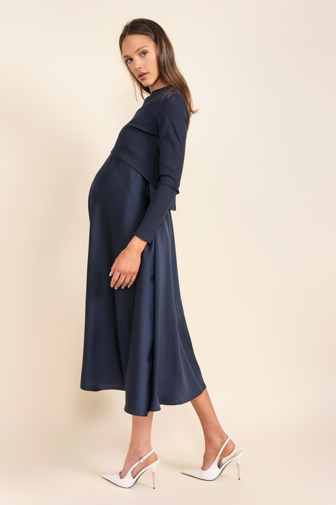 Sahara Maternity Dress in Navy