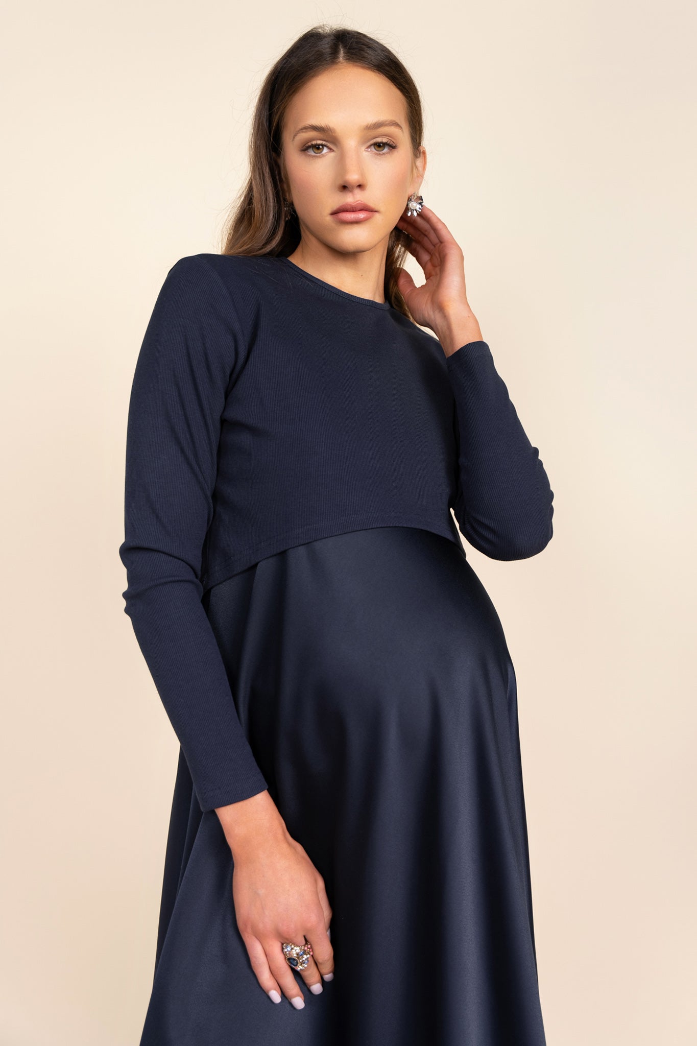 Sahara Maternity Dress in Navy