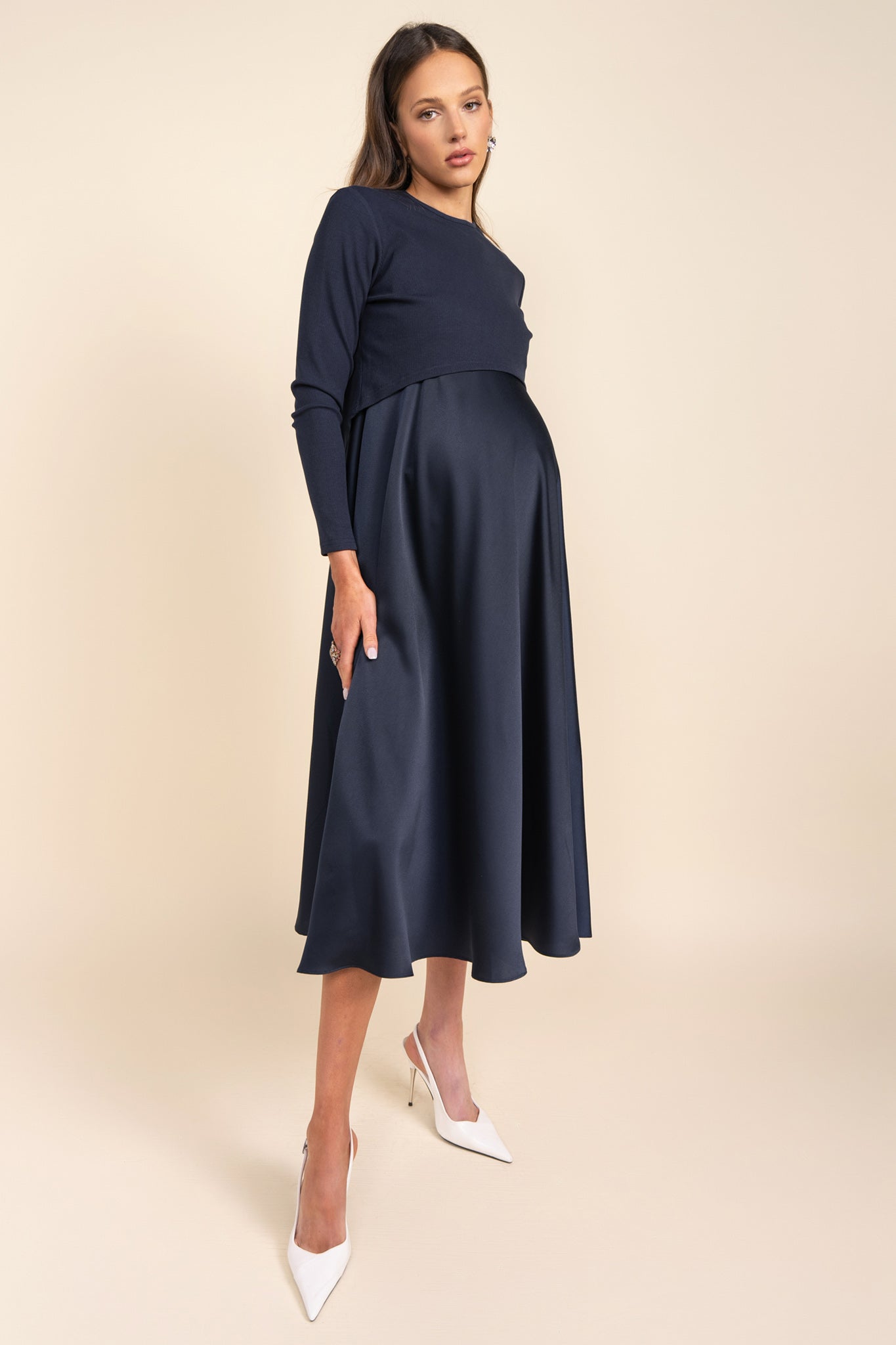 Sahara Maternity Dress in Navy