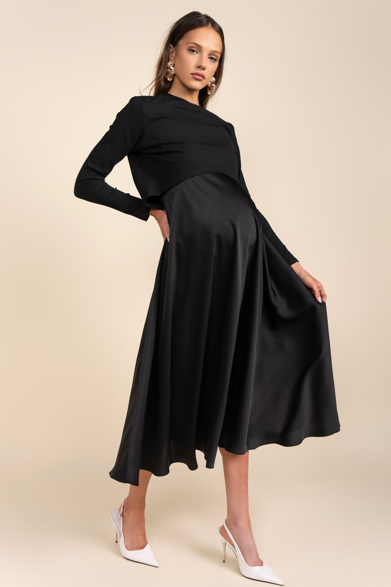 Sahara Maternity Dress in Black