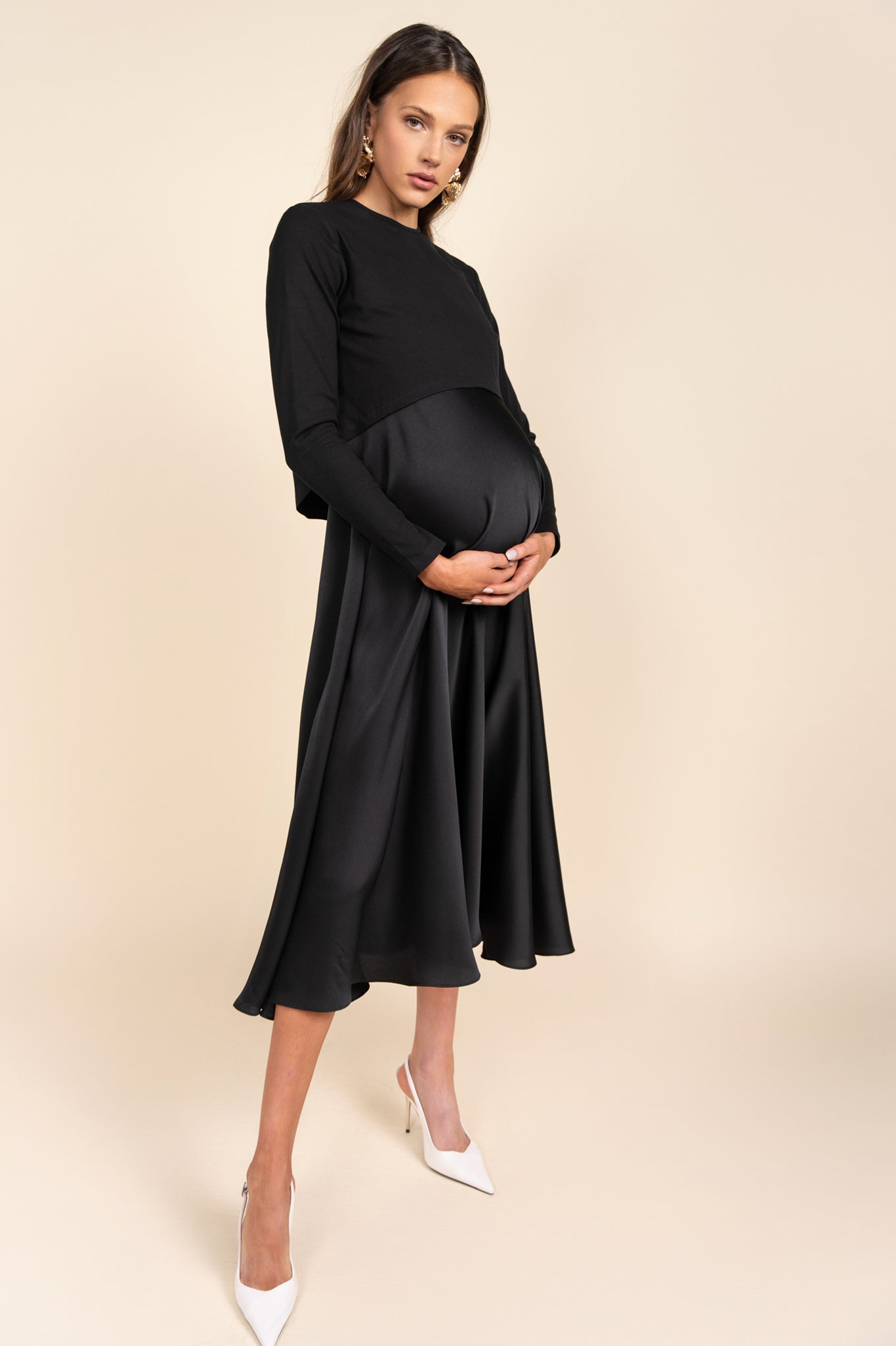 Sahara Maternity Dress in Black