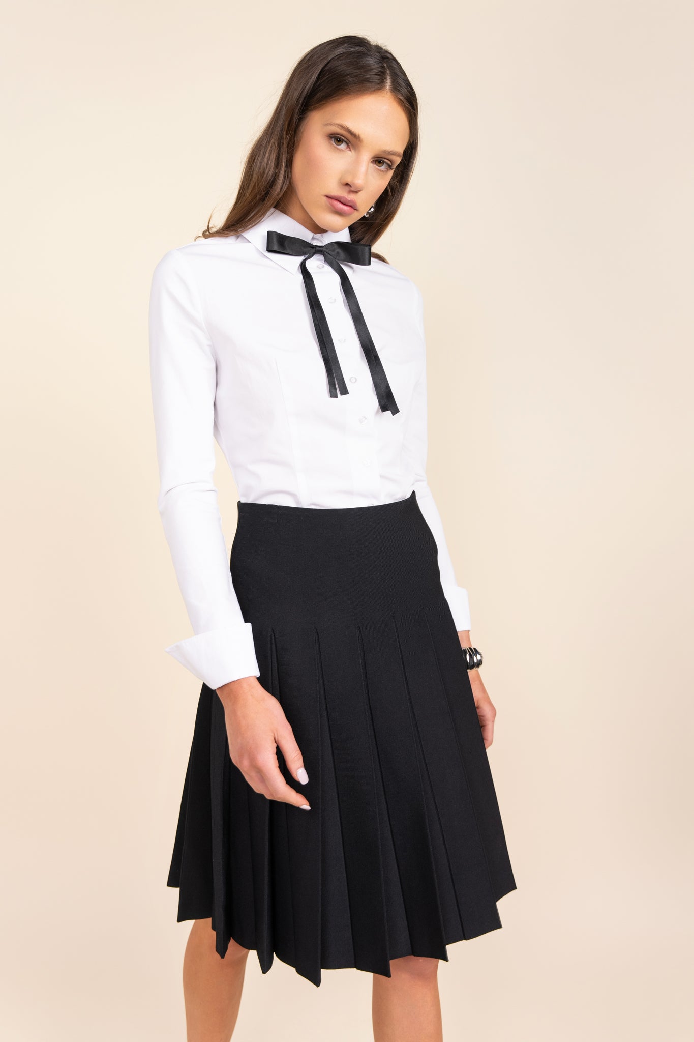 Delta Skirt in Black (Wide Pleat)