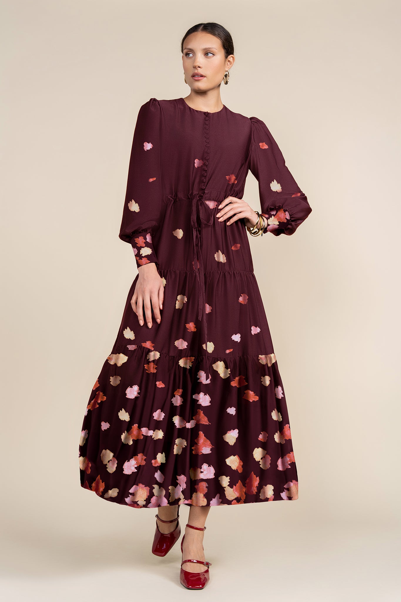 Belle Maxi Dress in Burgundy