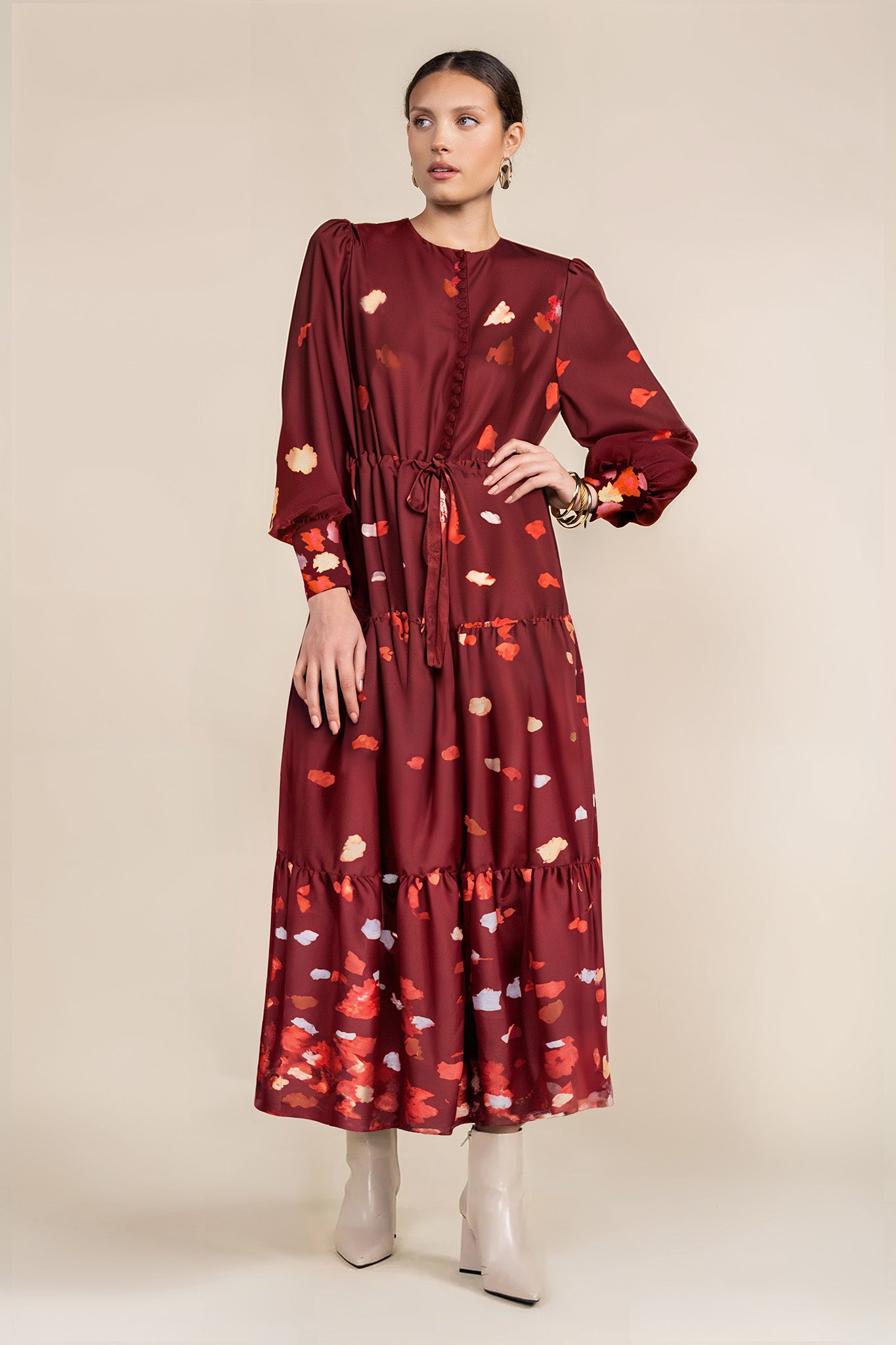 Belle Maxi Dress in Burgundy