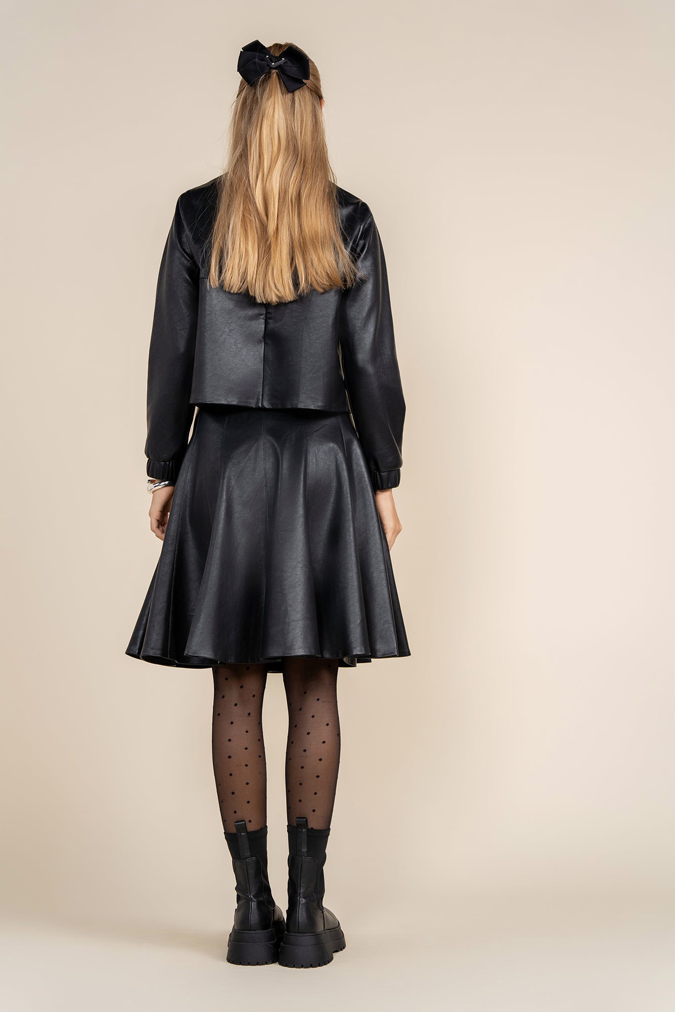 Chloe Leather Panel Skirt in Black