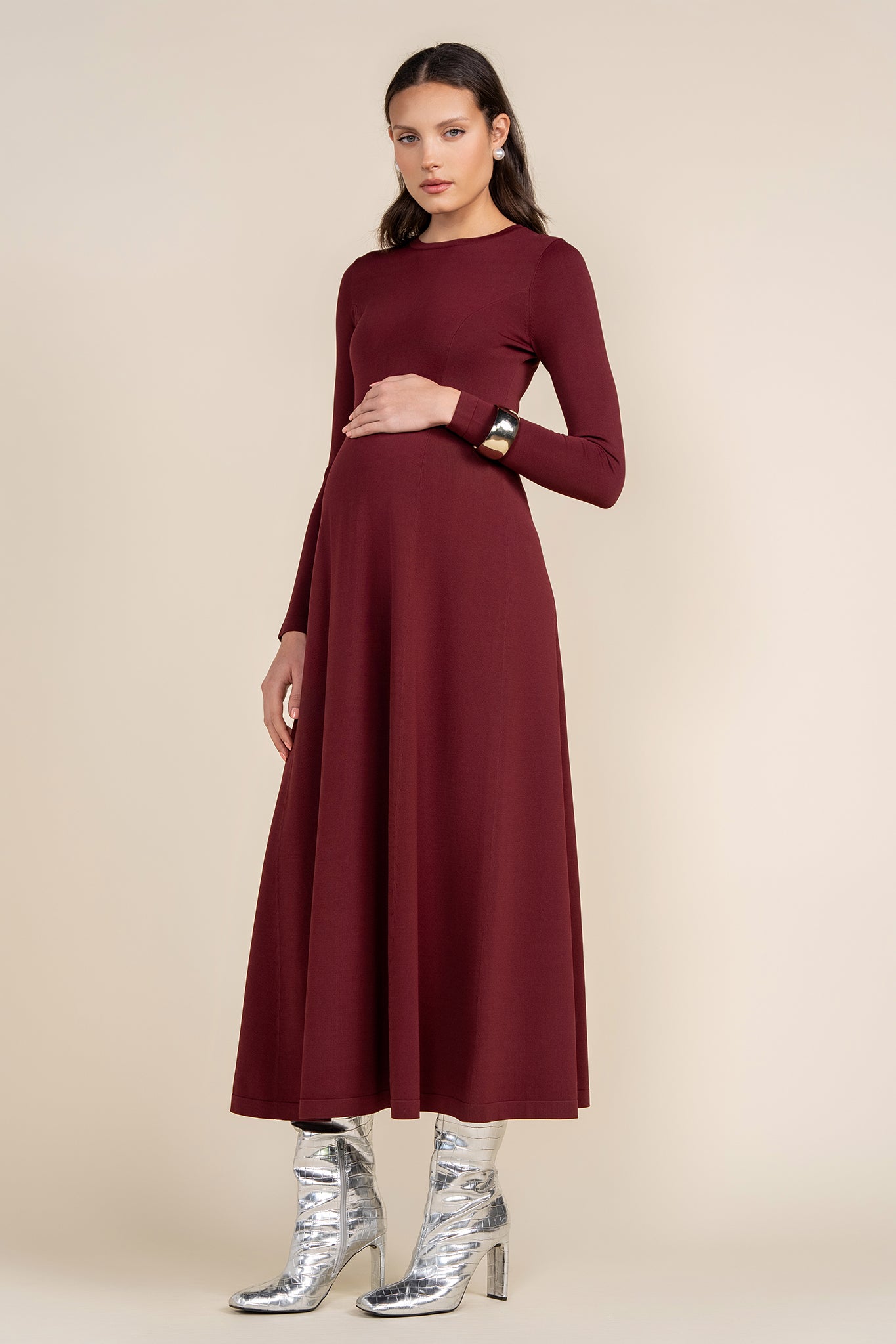 Cadelo Maternity Dress in Merlot