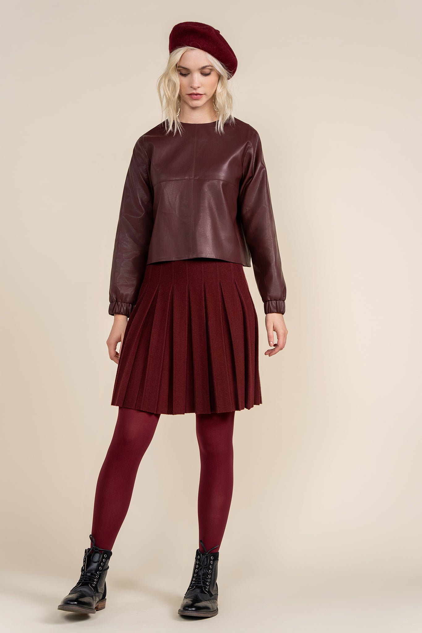 Daun Leather Shirt in Deep Merlot