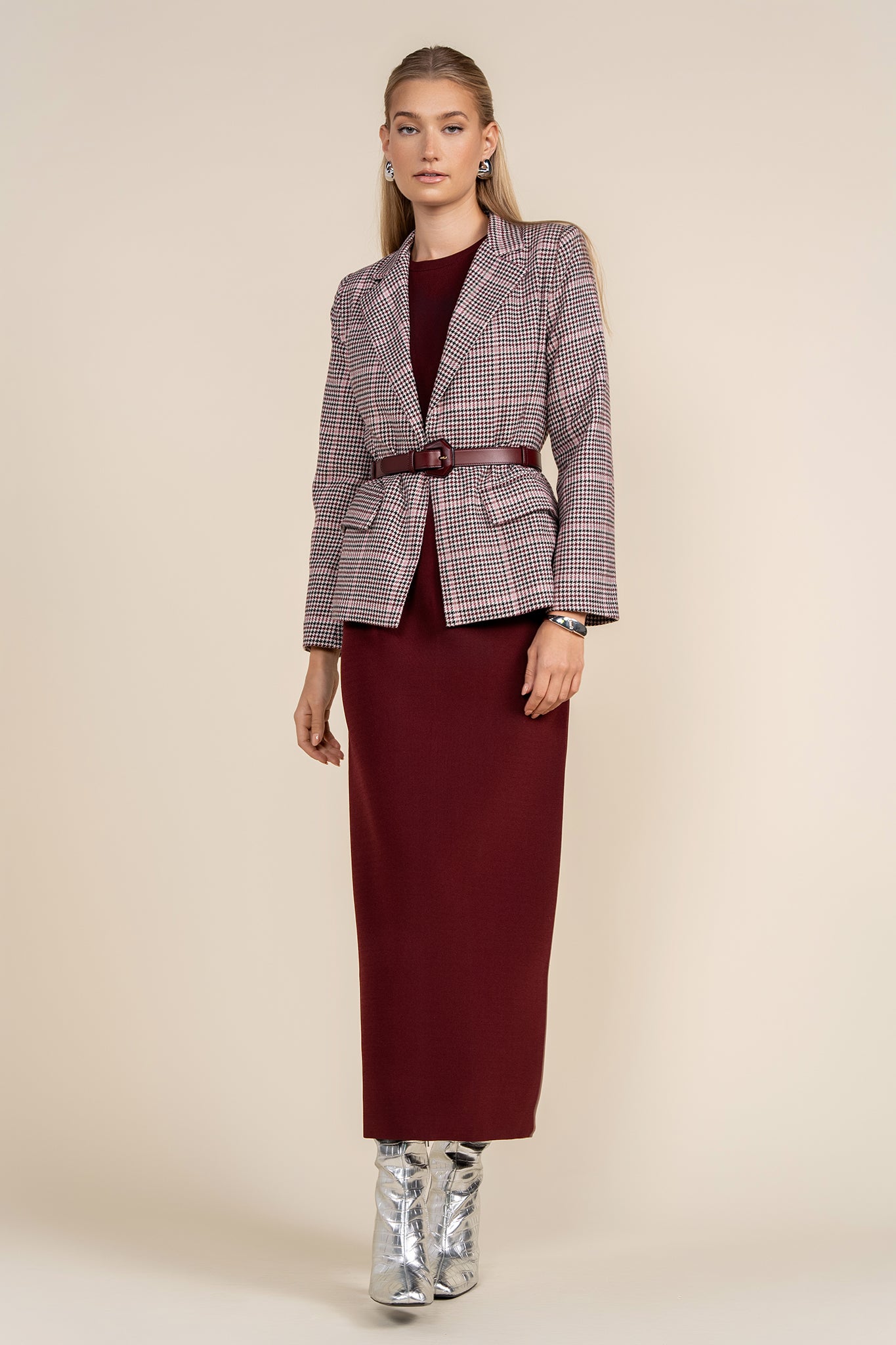 Jett Blazer in Merlot Plaid