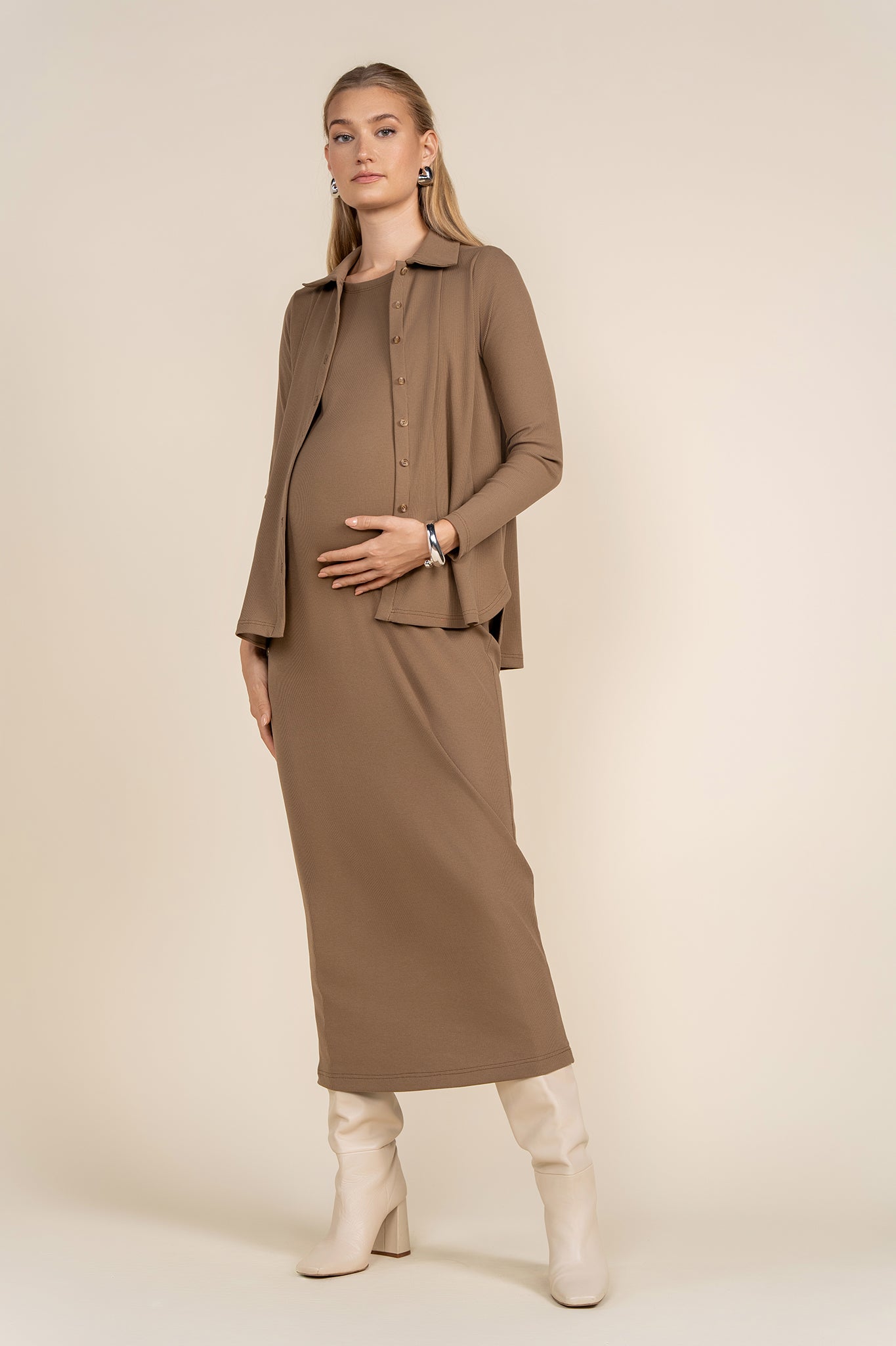 Pierre Maternity Dress in Mocha