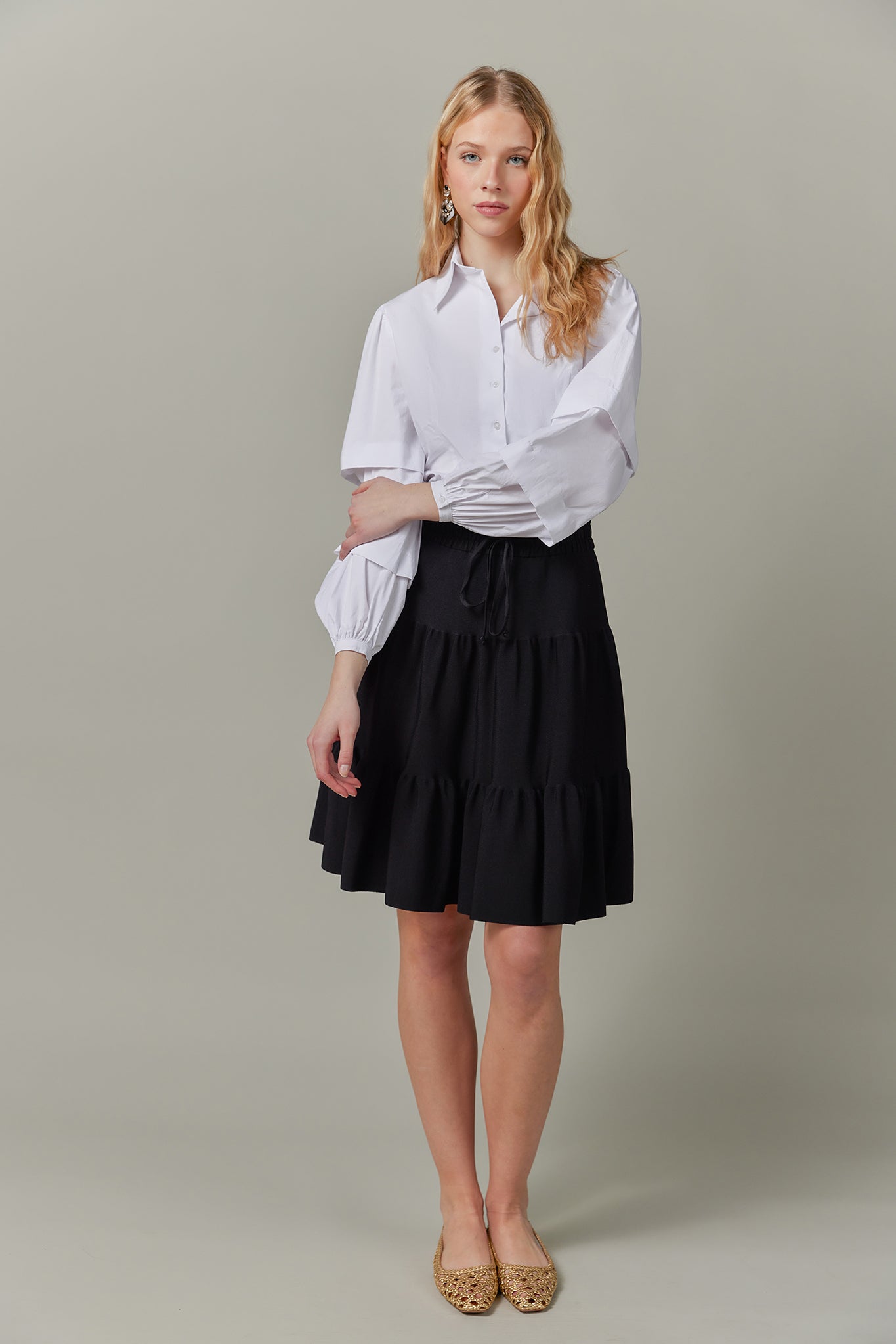 Tiered knit outlet skirt